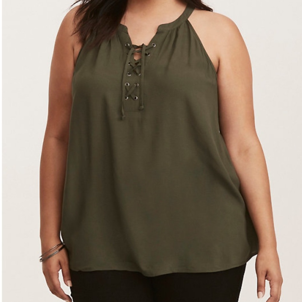 TORRID LACE UP MOCK NECK TANK TOP